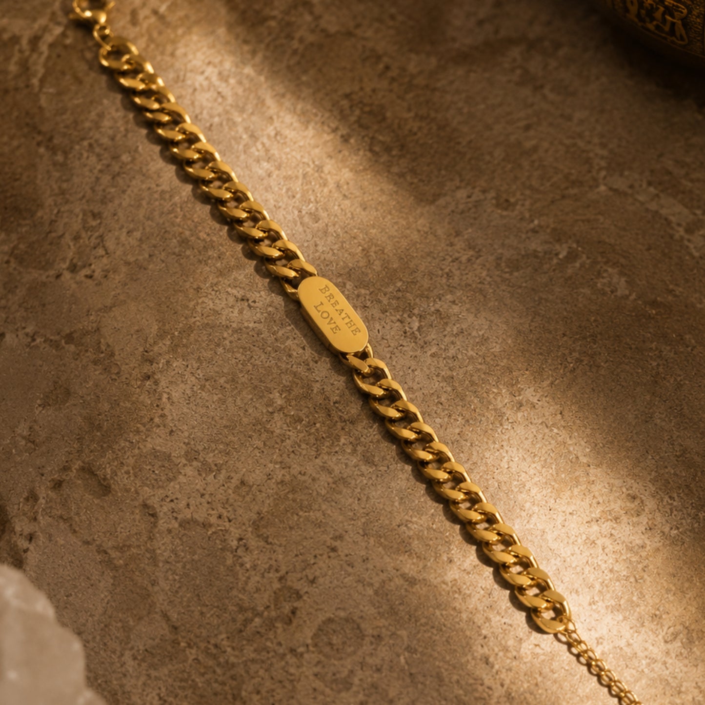 Breathe Love Thick Chain Bracelet | Spiritual Gold Bracelet