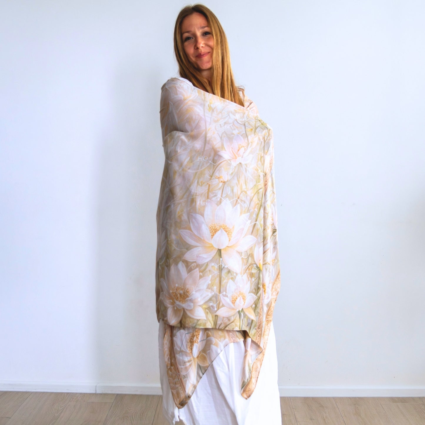 Self-Love Shawl – Emotional Safety & Self-Acceptance Wrap with White Lotus