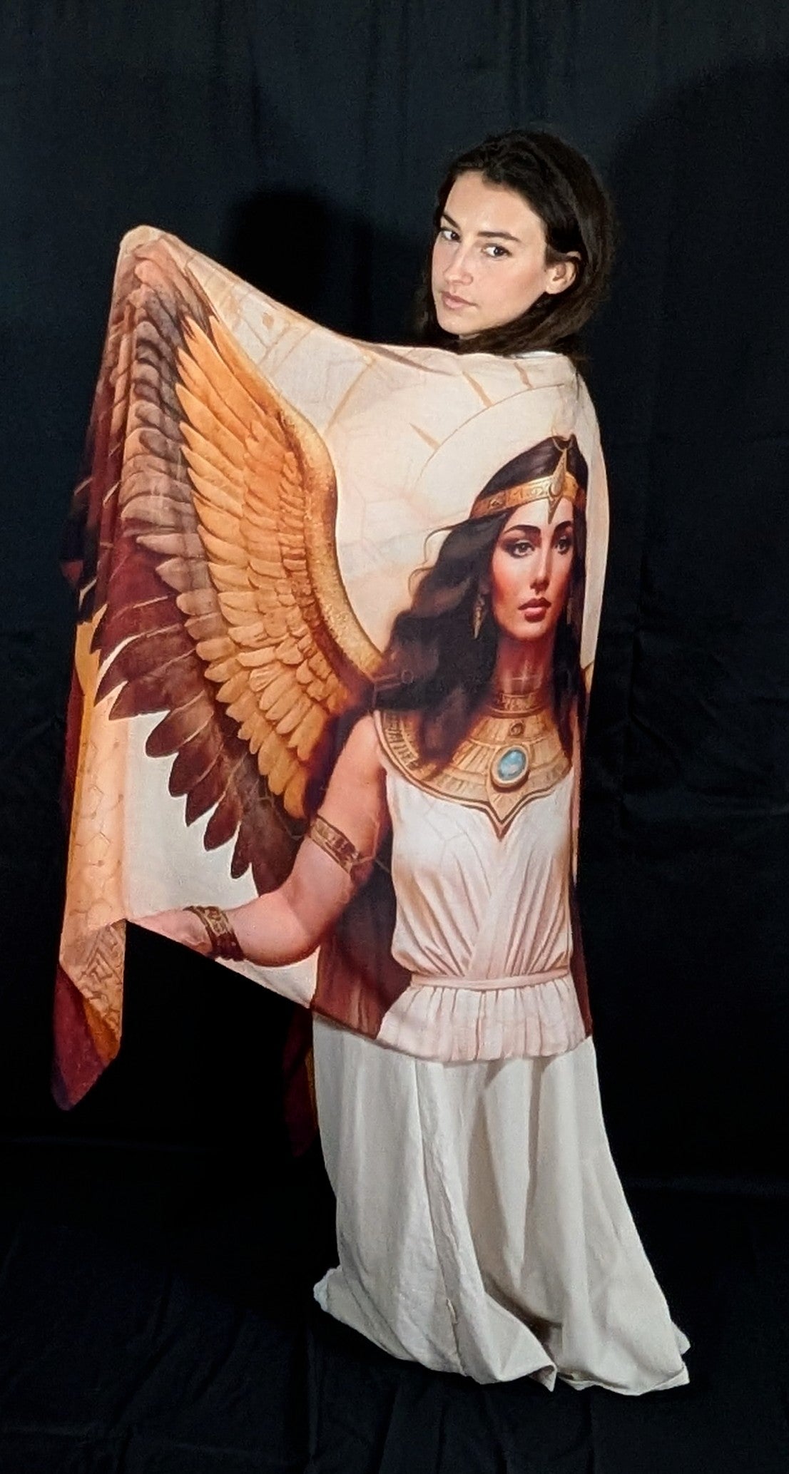 Modal Divine Feminine Shawl – Winged Hathor Design, Oxytocin & DMT