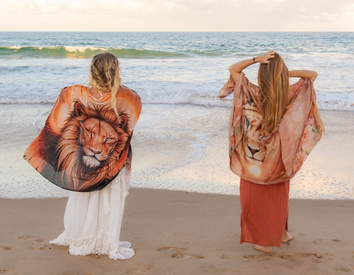 Focus Shawl lion spirit animal kaftan vegan silk shamanic festival shawl