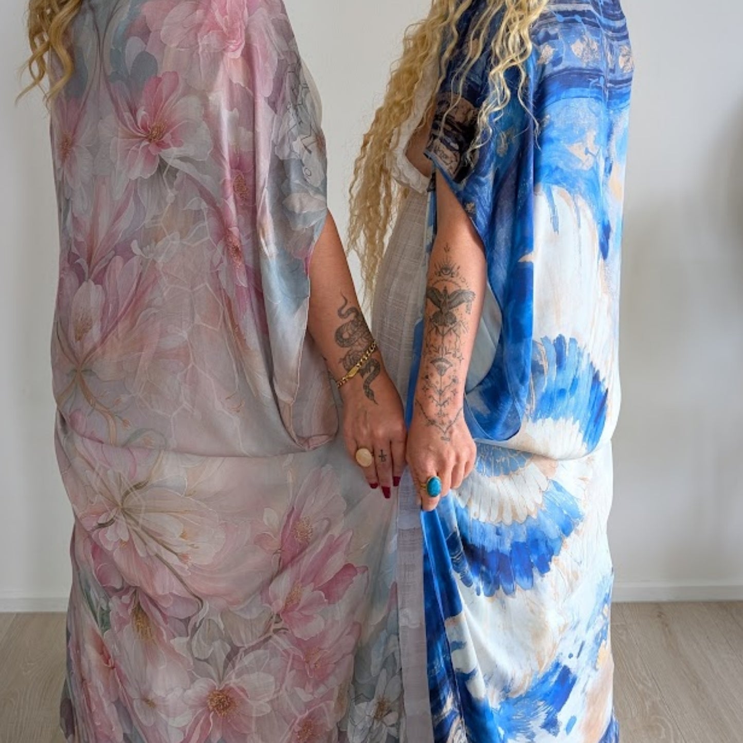 Woman wearing the Hormone Balancing Shawl as a boho kimono in lightweight natural fabric