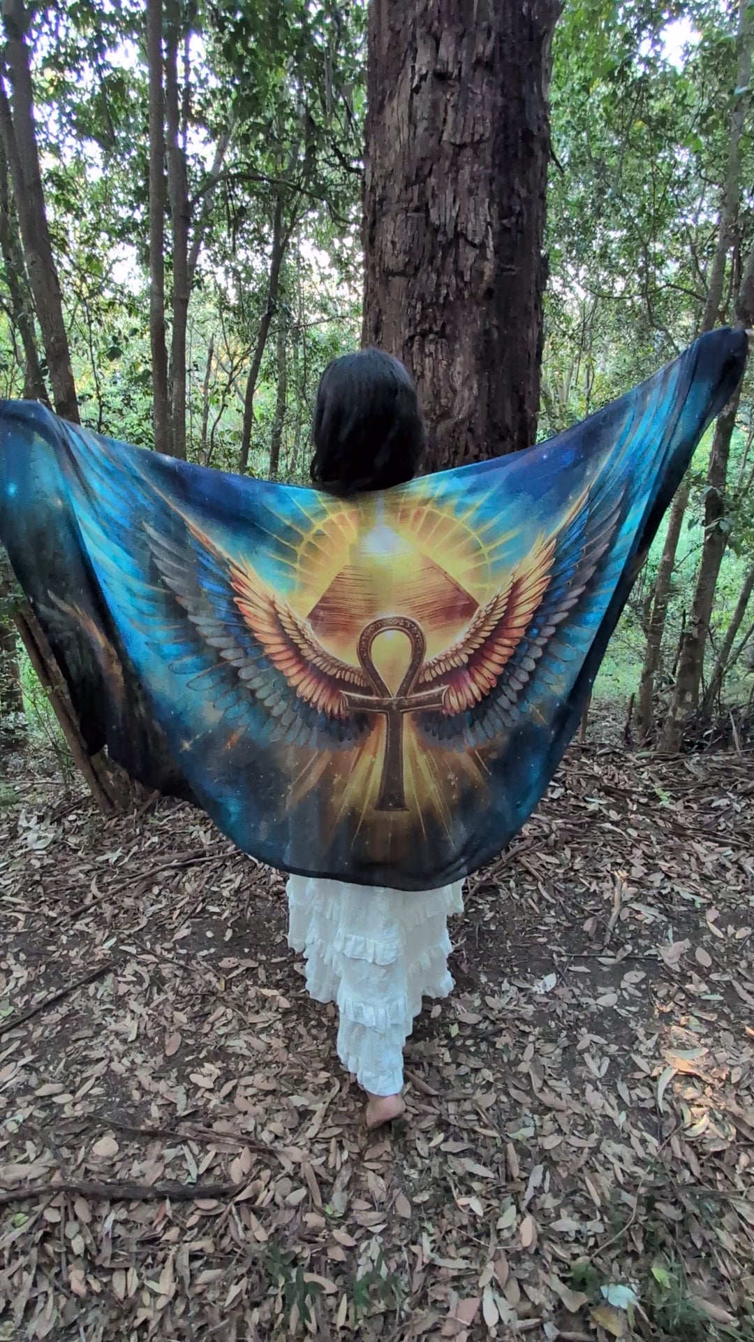 Sacred Remembrance Shawl angel wing kaftan vegan silk shawl for festivals and ceremonies