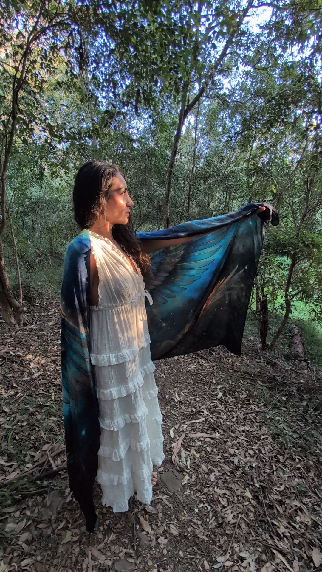 Sacred Remembrance Shawl angel wing kaftan vegan silk shawl for festivals and ceremonies