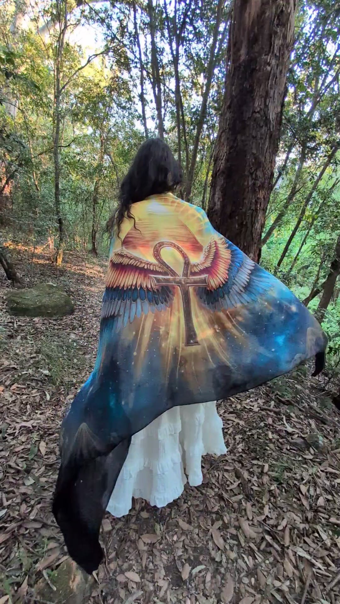 Sacred Remembrance Shawl angel wing kaftan vegan silk shawl for festivals and ceremonies
