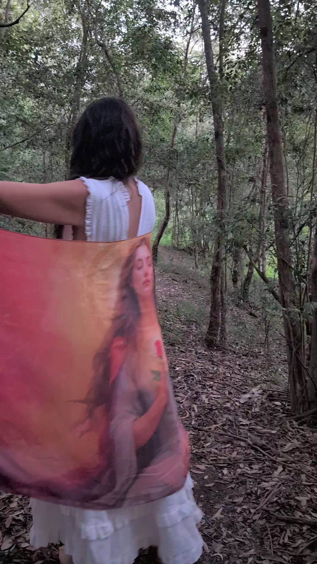Mary Magdalene Shawl Divine Feminine vegan silk shawl kaftan for ceremony and womb healing