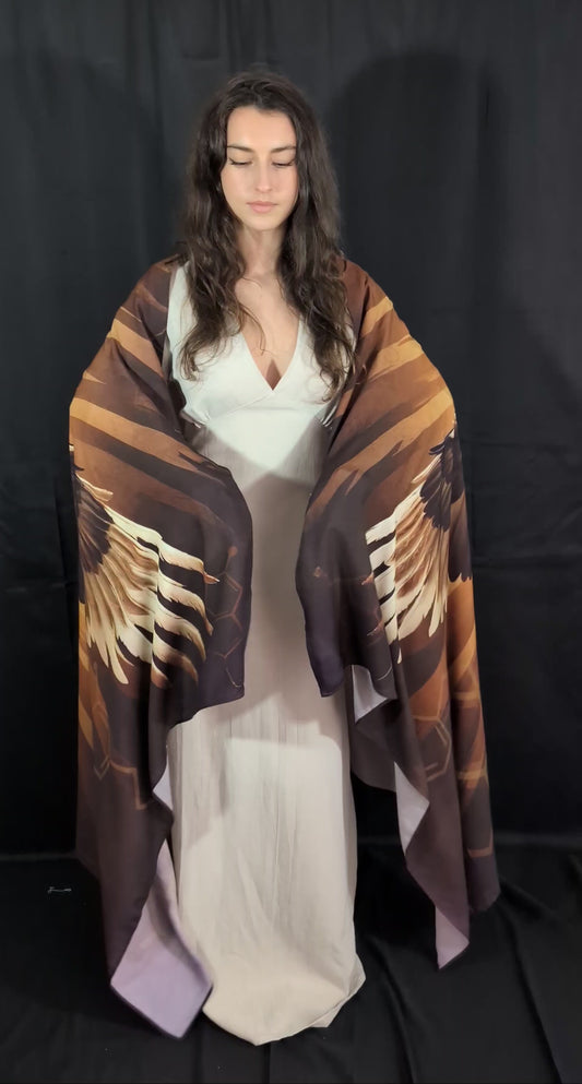 Organic Cotton Strength Shawl – Eagle Design for Confidence & Power