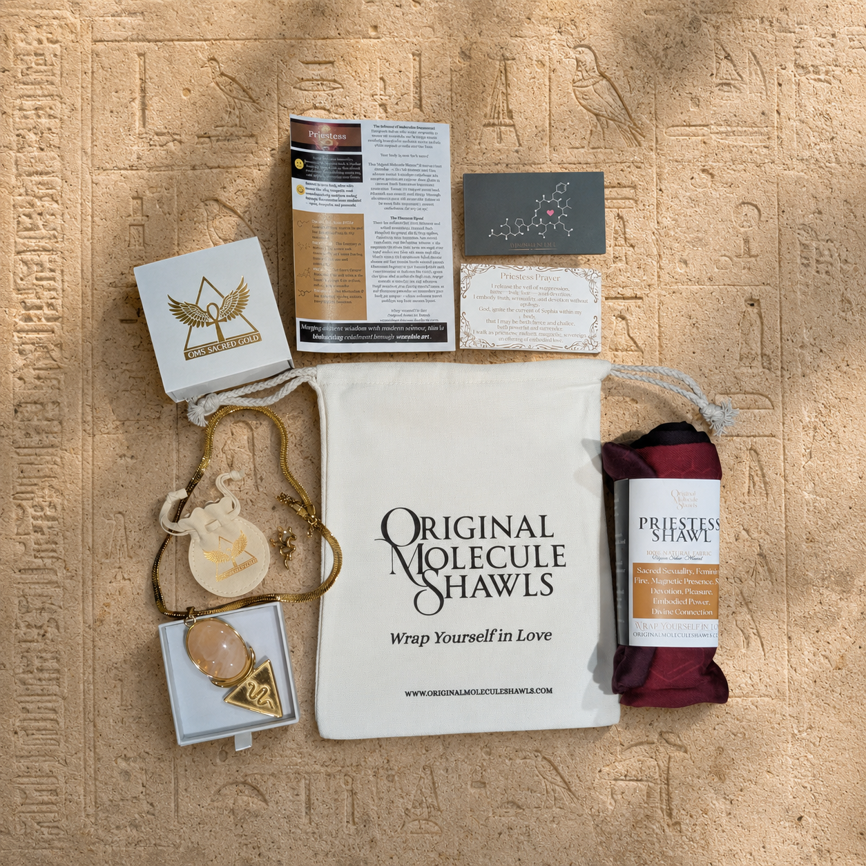 Priestess Awakening Bundle packaging with cotton gift bag, spiritual gift set for women