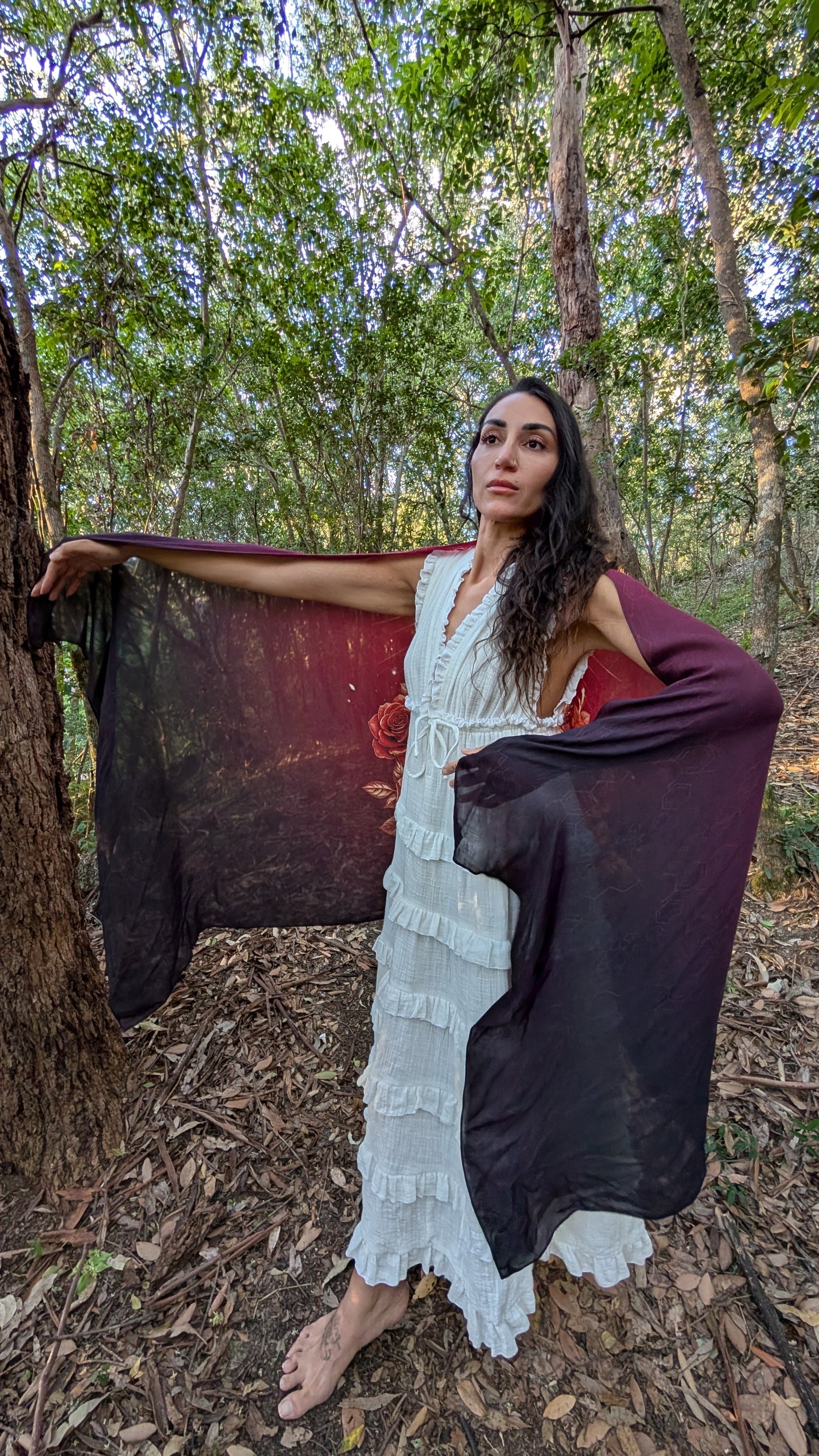 Priestess Shawl tantra snake sacred sexuality Sophia feminine fire vegan silk ceremonial kaftan