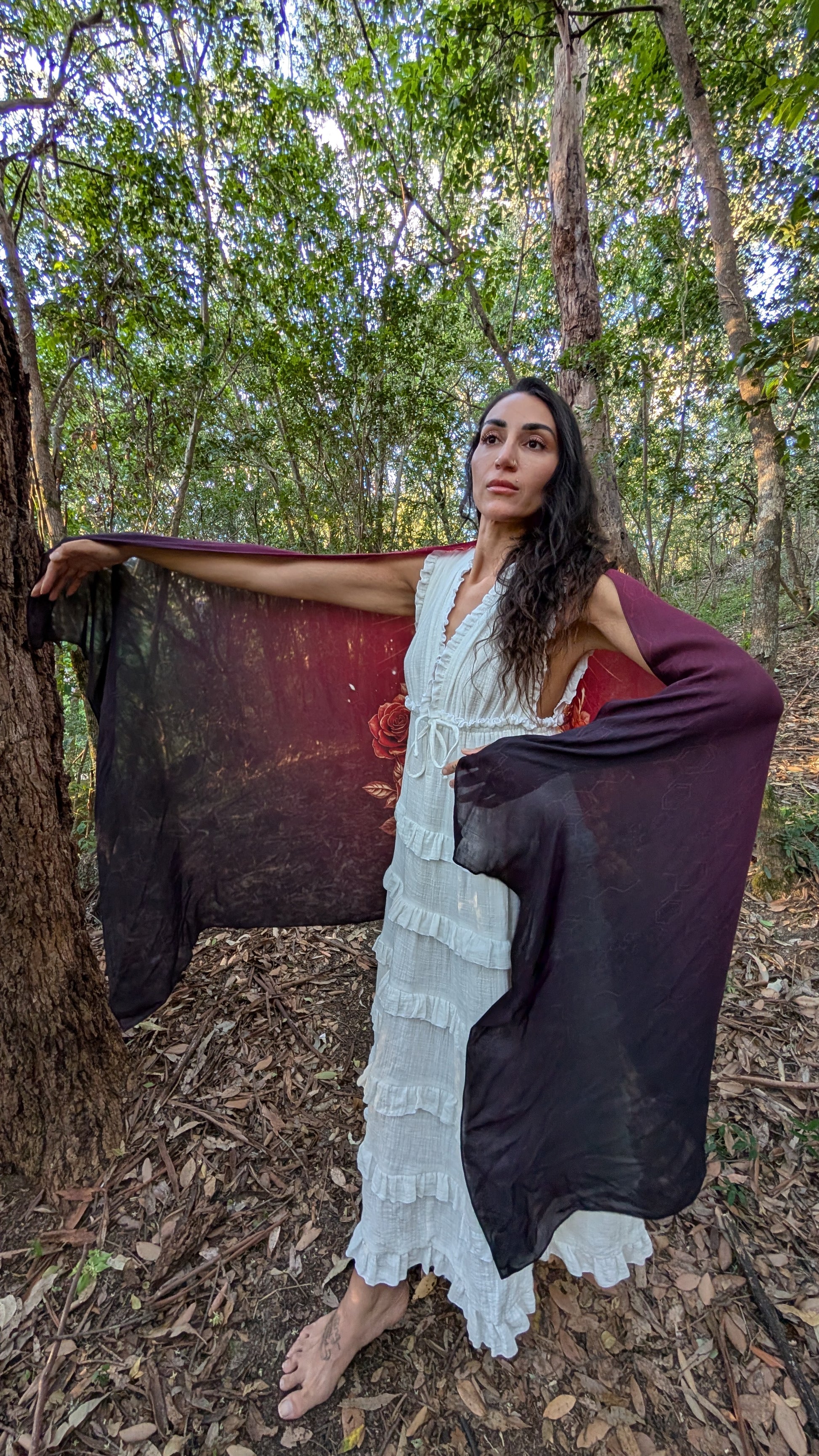 Priestess Shawl tantra snake sacred sexuality Sophia feminine fire vegan silk ceremonial kaftan