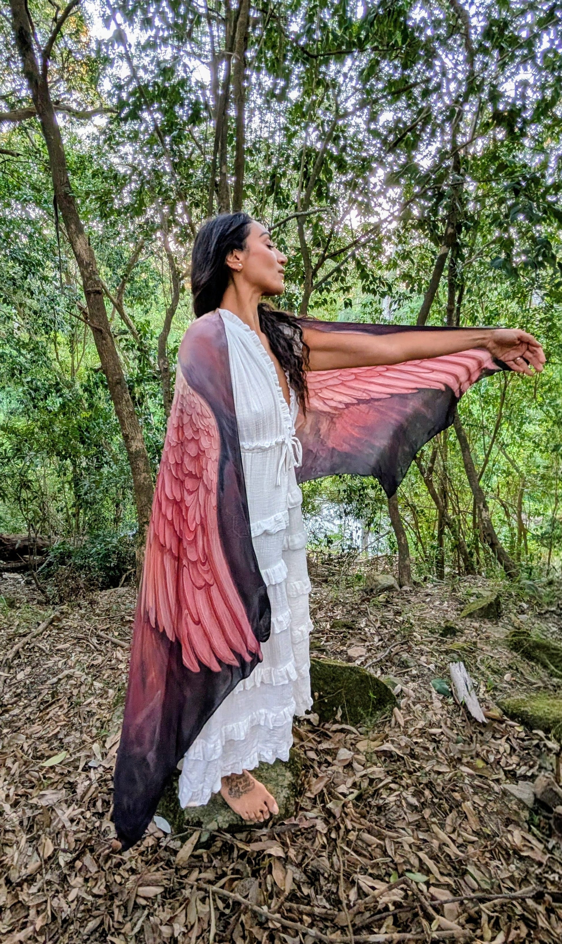 Happiness Shawl angel wing kaftan vegan silk shawl for festivals and ceremonies