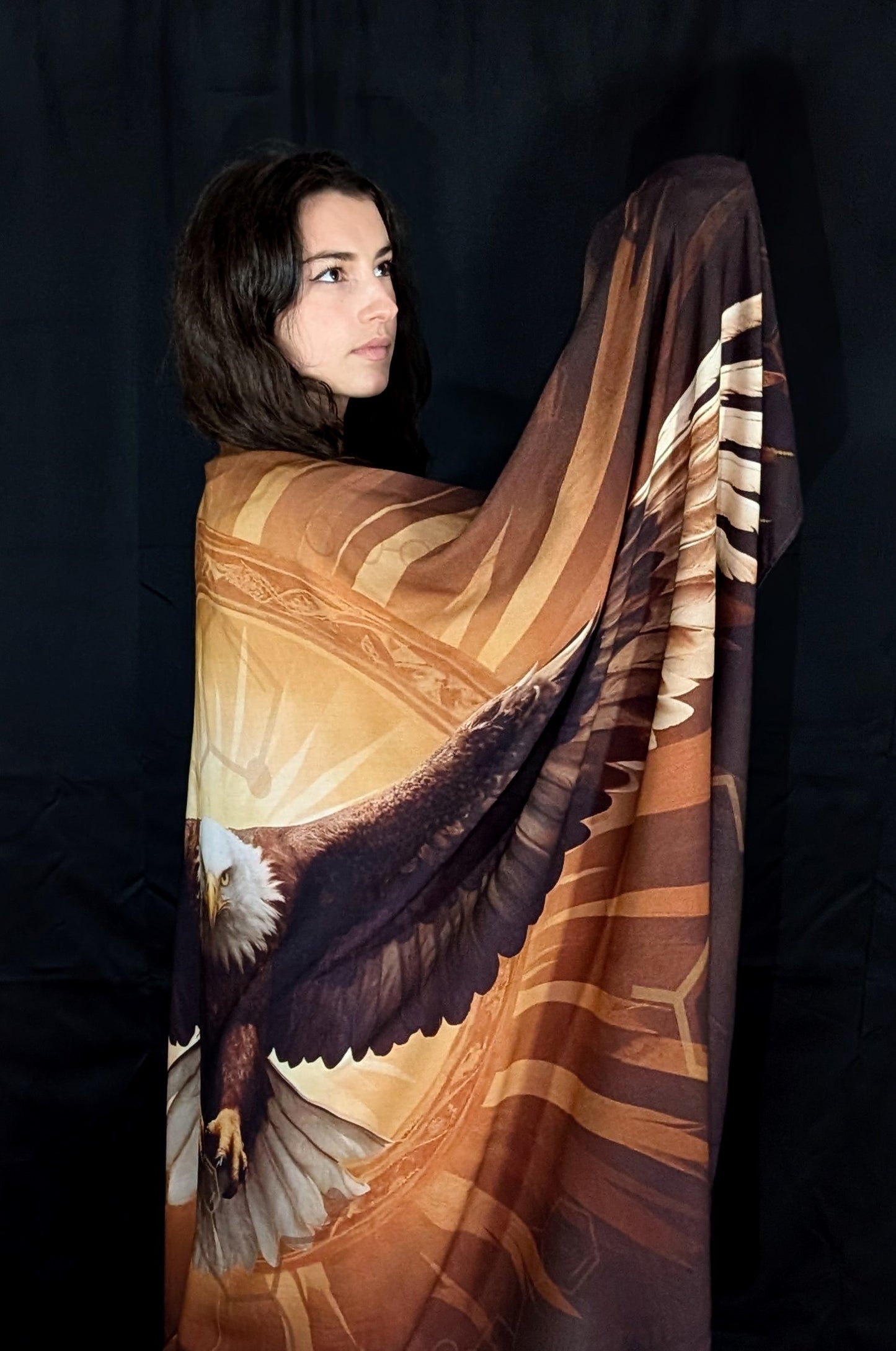 Organic Cotton Strength Shawl – Eagle Design for Confidence & Power