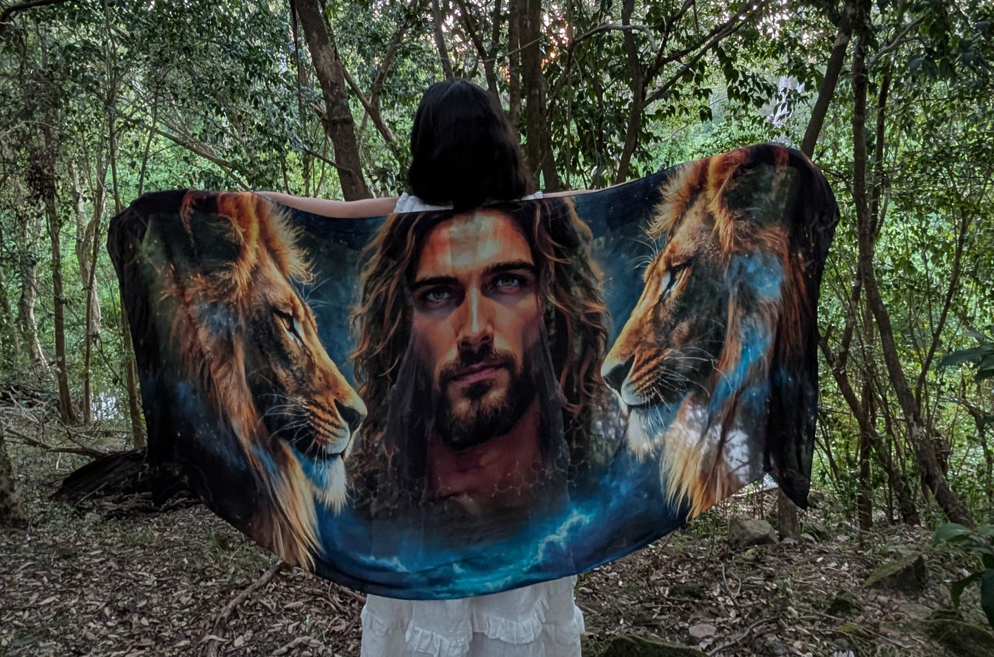 Ascension Shawl Christ Consciousness vegan silk Lord’s Prayer ceremonial kaftan