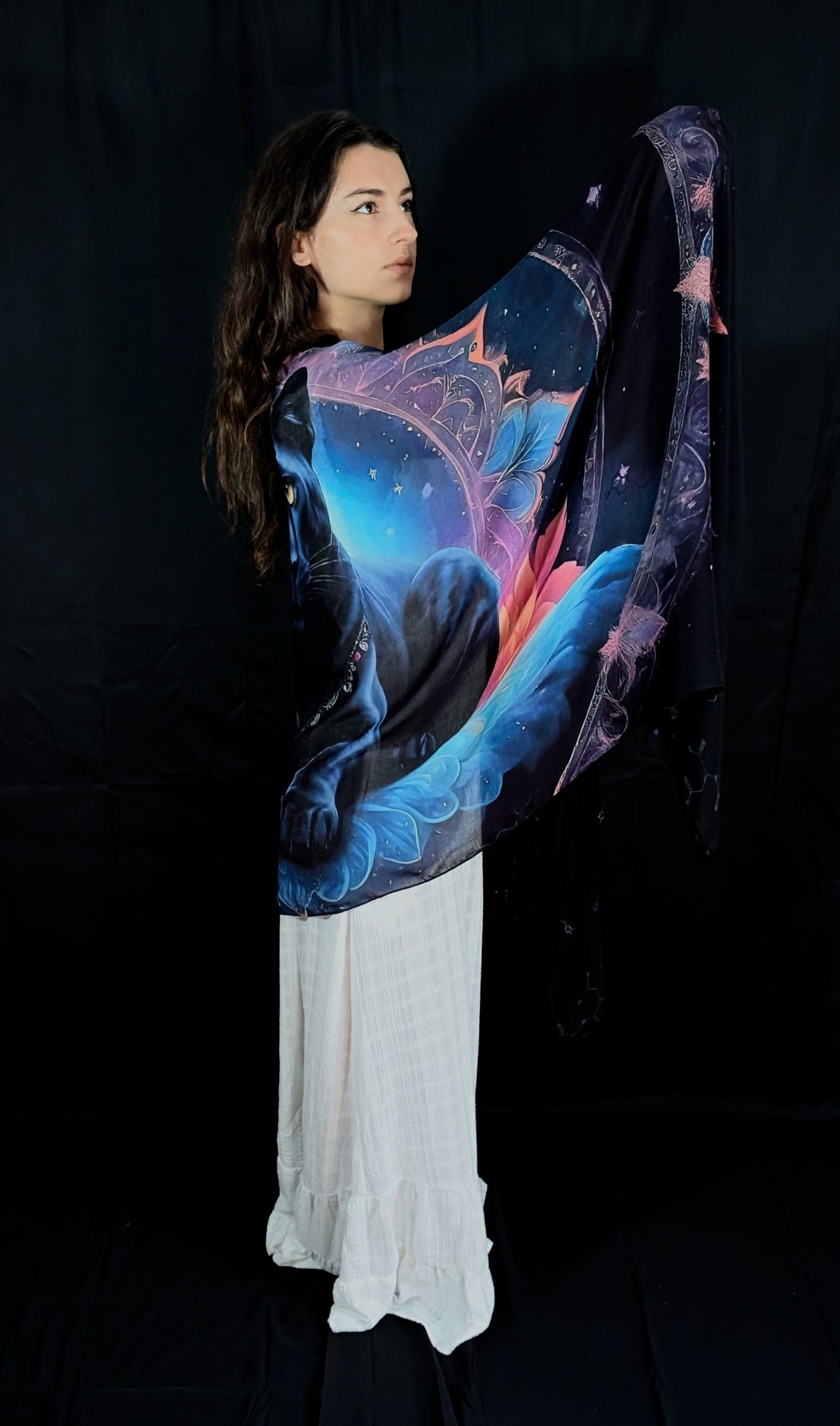 Modal Confidence Shawl – Panther Mandala for Boldness & Inner Strength