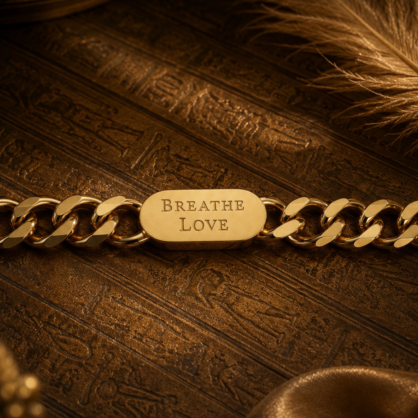 Breathe Love Thick Chain Bracelet | Spiritual Gold Bracelet