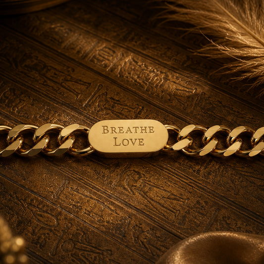 Breathe Love Thick Chain Bracelet | Spiritual Gold Bracelet