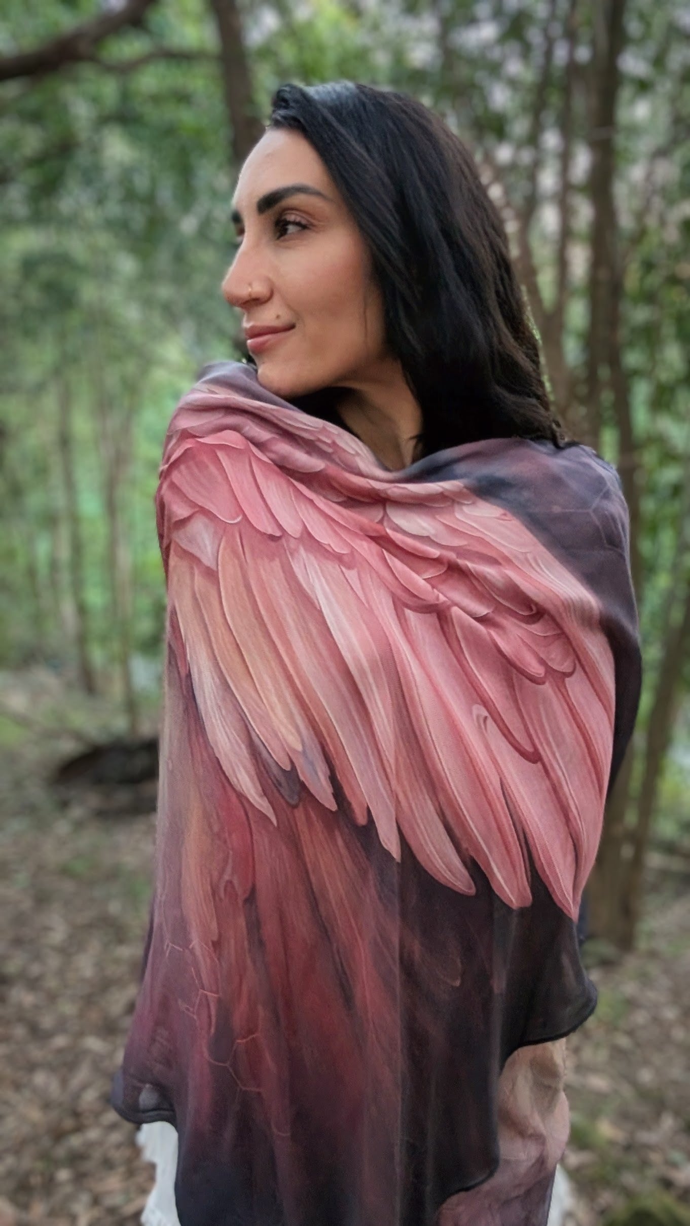 Happiness Shawl angel wing kaftan vegan silk shawl for festivals and ceremonies