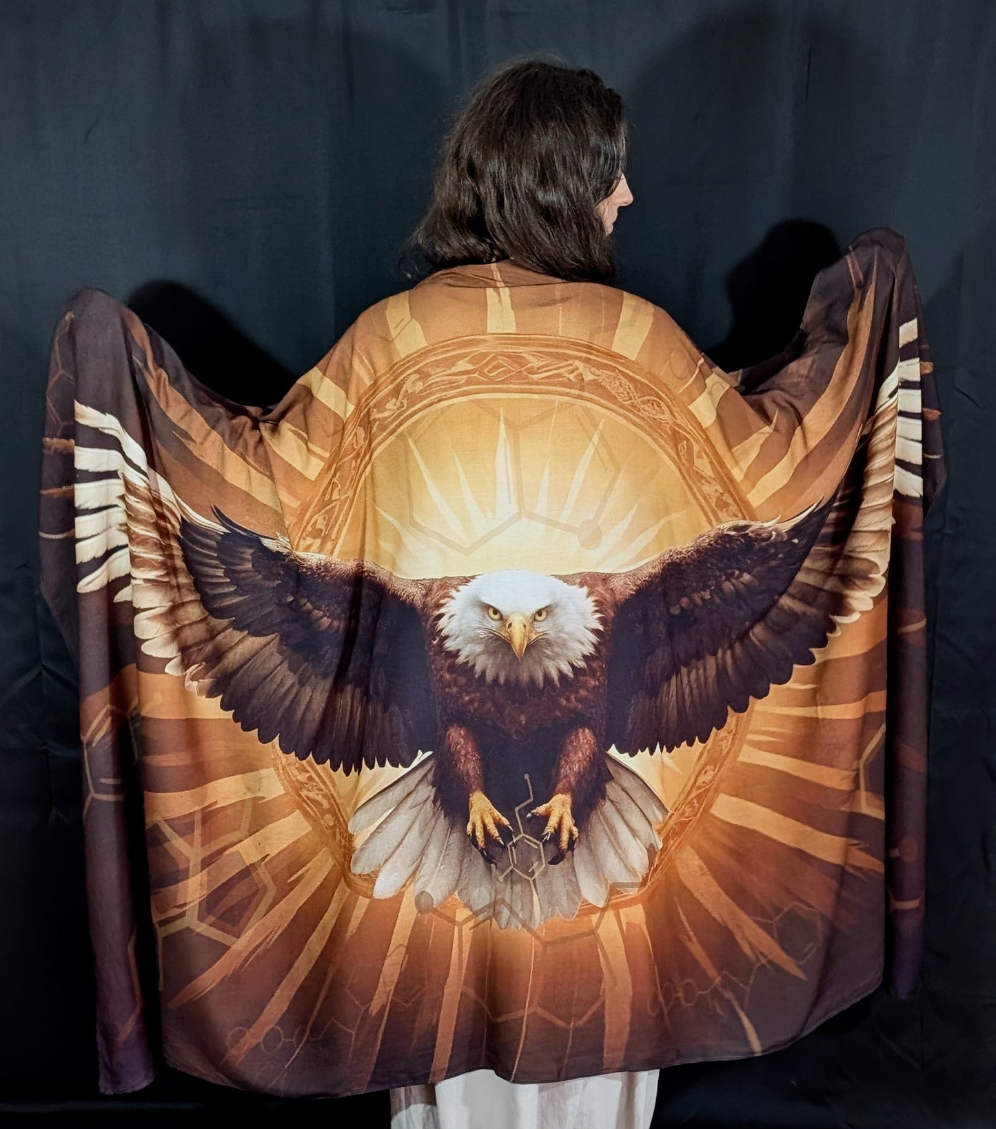 Organic Cotton Strength Shawl – Eagle Design for Confidence & Power