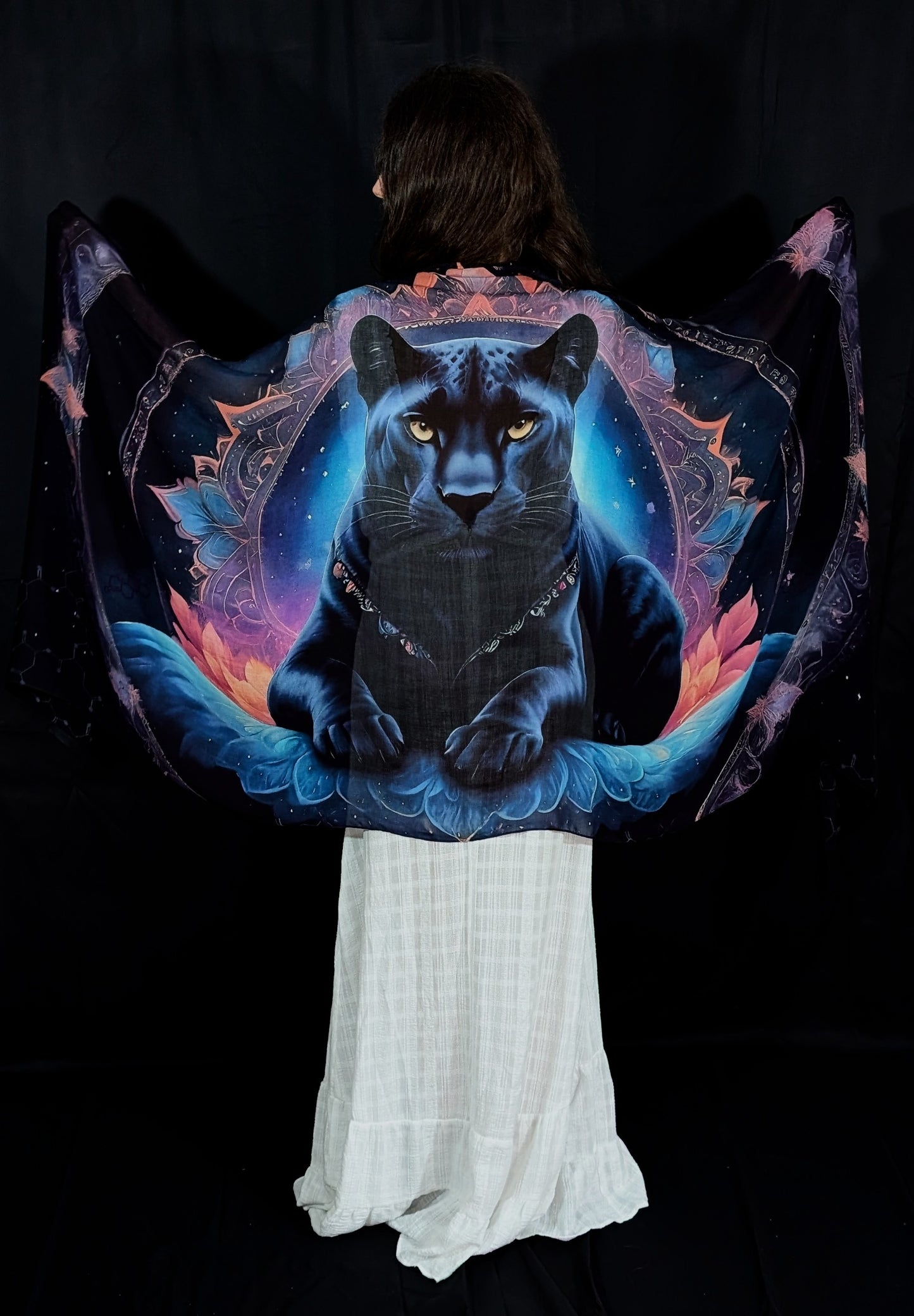 Modal Confidence Shawl – Panther Mandala for Boldness & Inner Strength