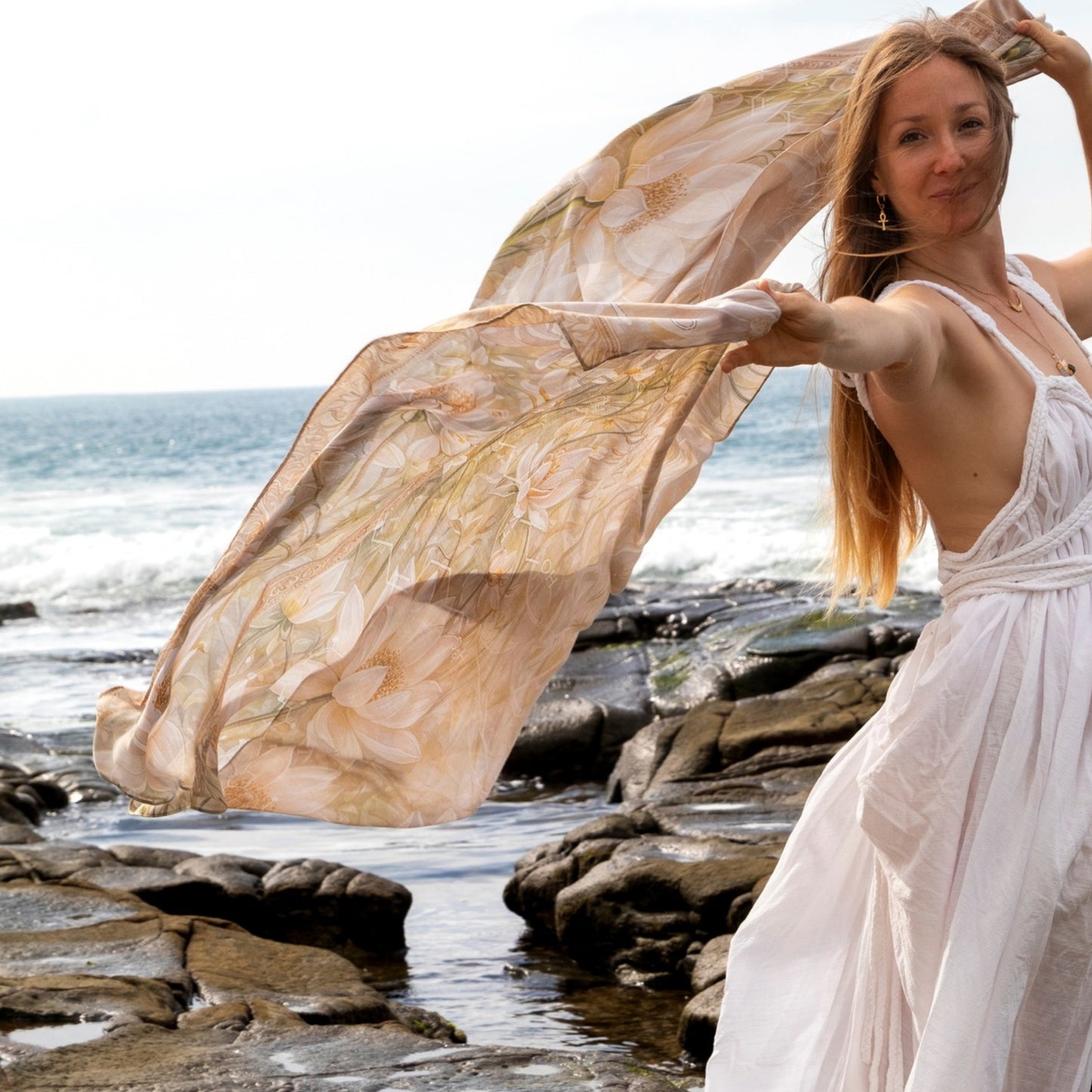 Self-Love Shawl – Emotional Safety & Self-Acceptance Wrap with White Lotus