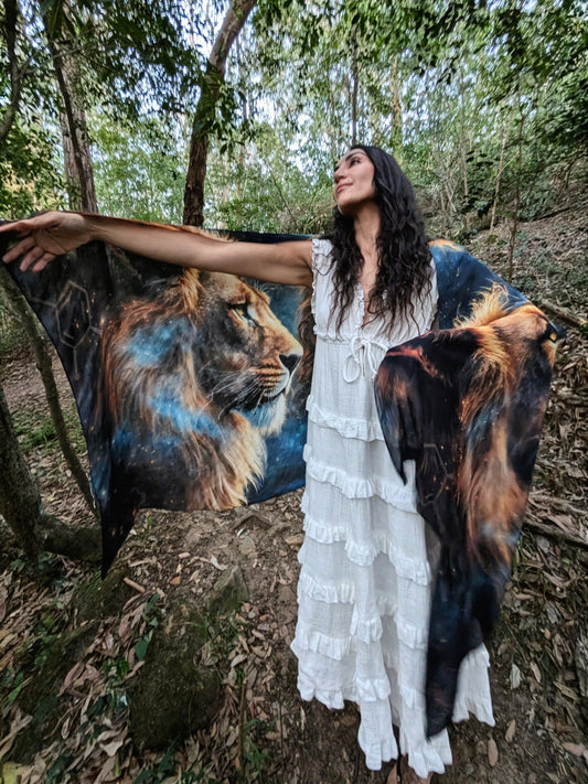 Ascension Shawl Christ Consciousness vegan silk Lord’s Prayer ceremonial kaftan