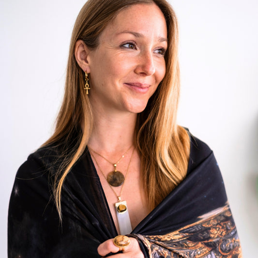 Selenite Tiger’s Eye Necklace | Gold Statement Crystal Necklace