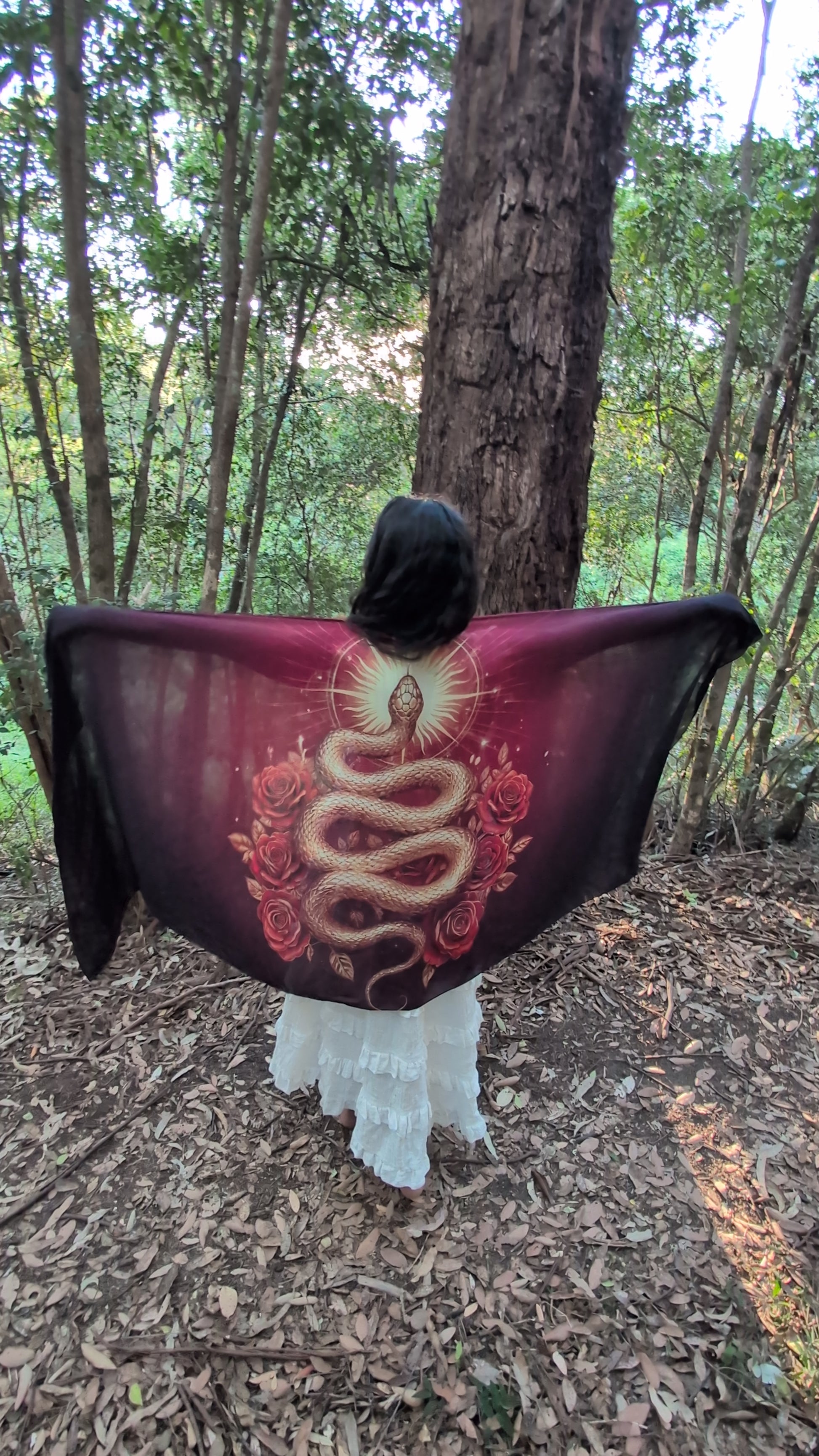 Priestess Shawl tantra snake sacred sexuality Sophia feminine fire vegan silk ceremonial kaftan