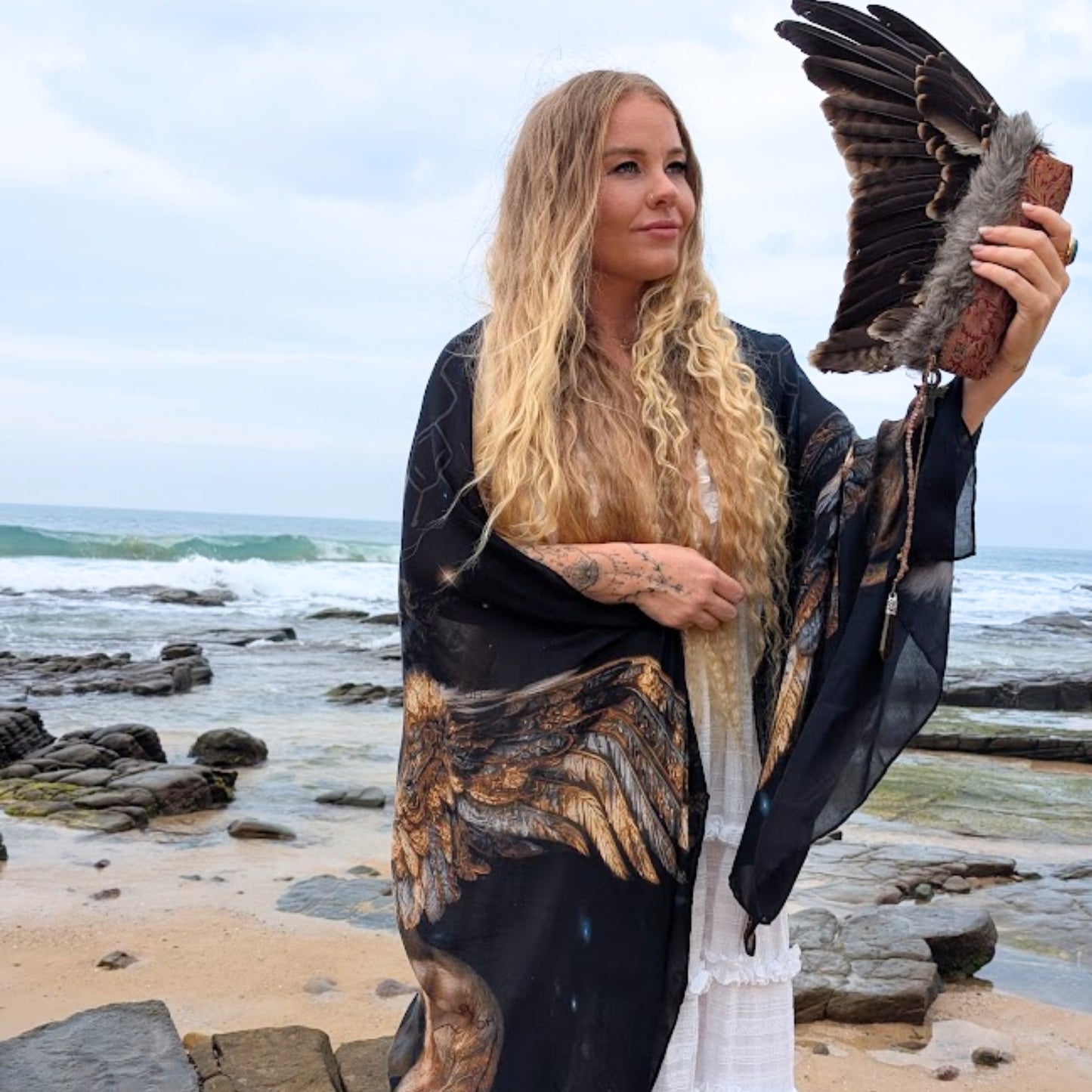 Focus Shawl | Winged Lion Healing Shawl for Calm Clarity & Laser Focus