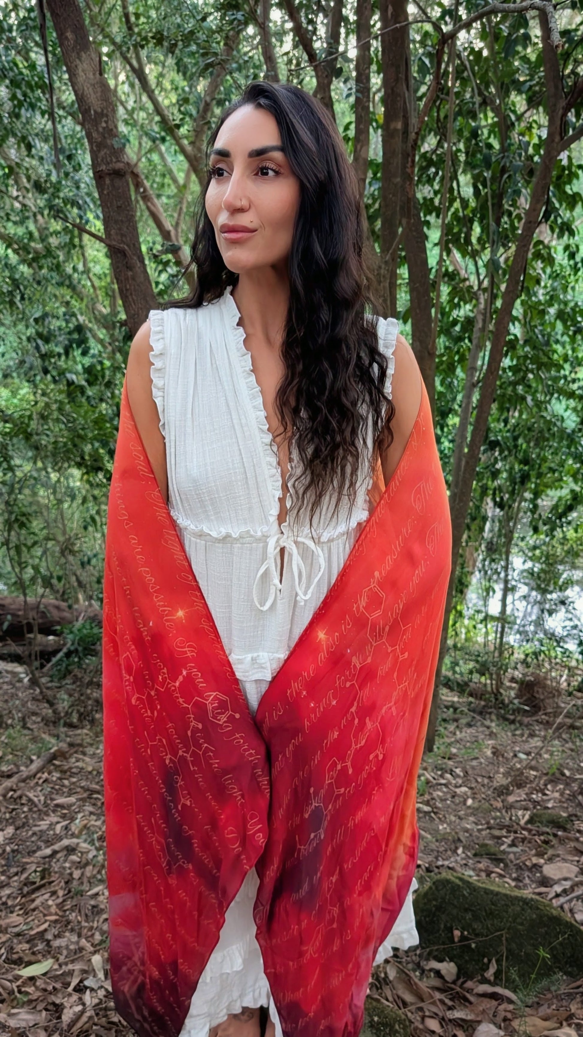 Mary Magdalene Shawl Divine Feminine vegan silk shawl kaftan for ceremony and womb healing