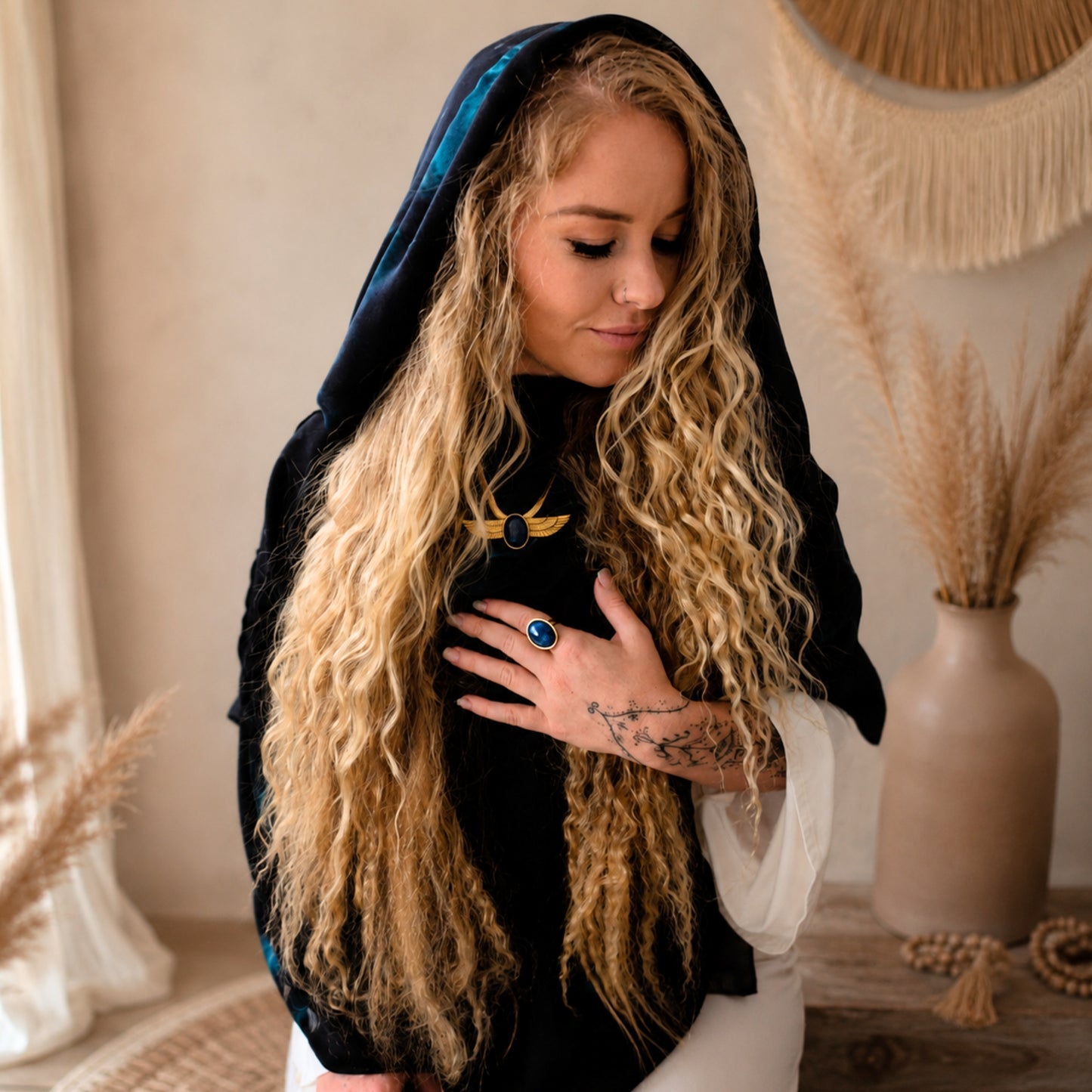 Self-Love Shawl – Emotional Safety & Self-Acceptance Wrap Geometric