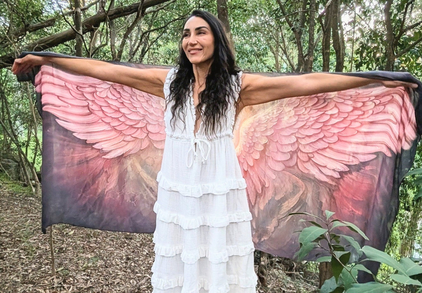 Happiness Shawl angel wing kaftan vegan silk shawl for festivals and ceremonies