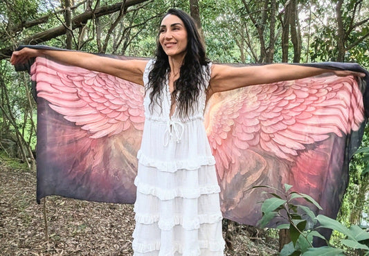 Happiness Shawl angel wing kaftan vegan silk shawl for festivals and ceremonies
