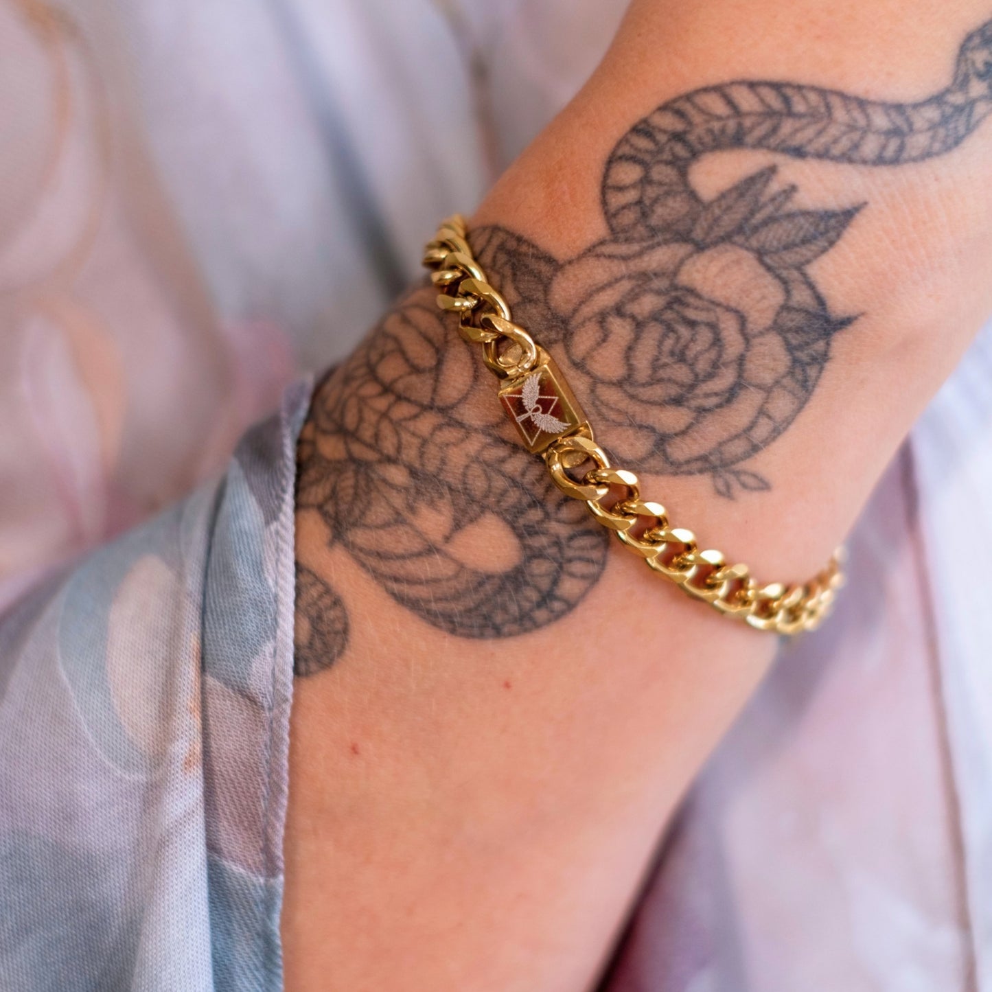 Breathe Love Thick Chain Bracelet | Spiritual Gold Bracelet