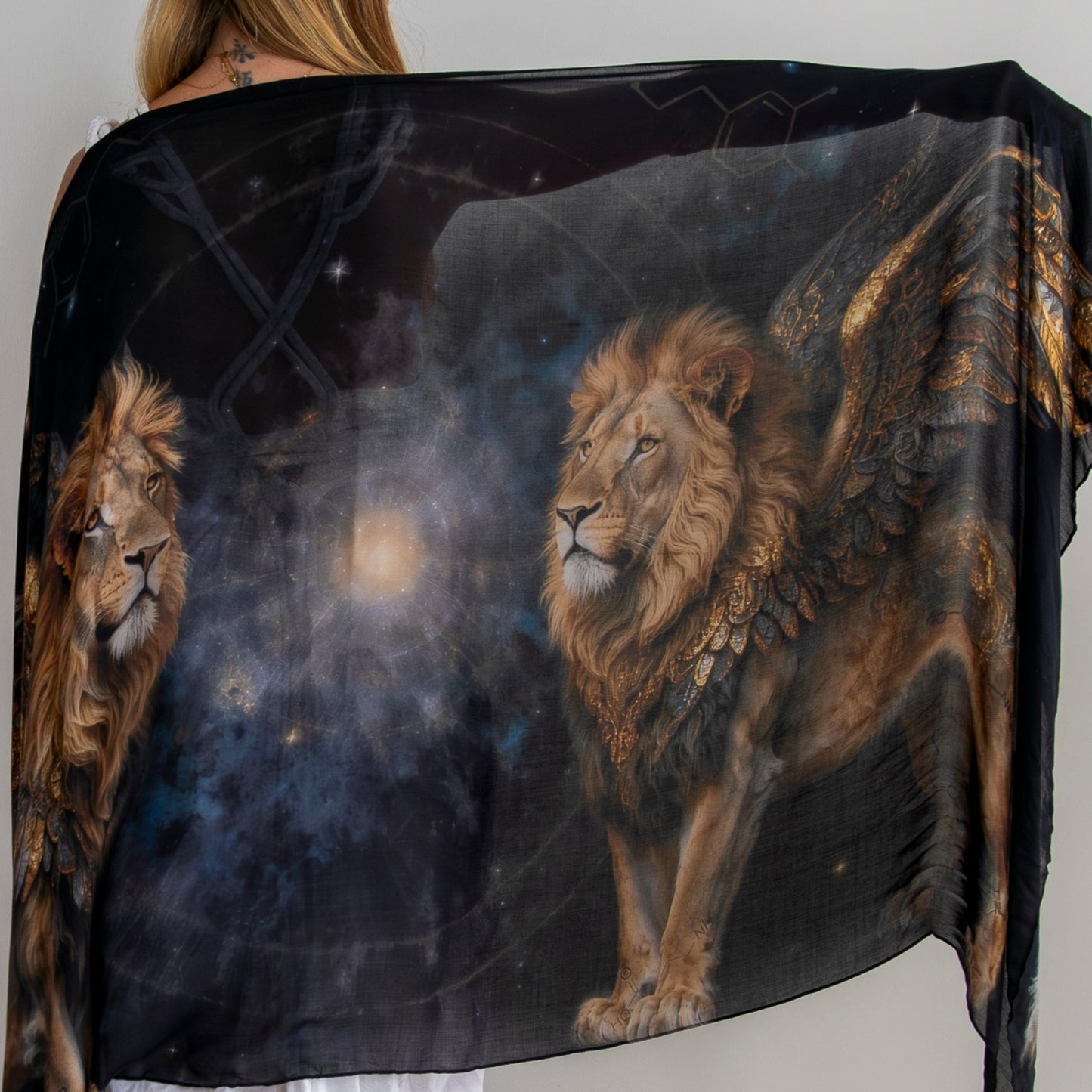 Focus Shawl | Winged Lion Healing Shawl for Calm Clarity & Laser Focus