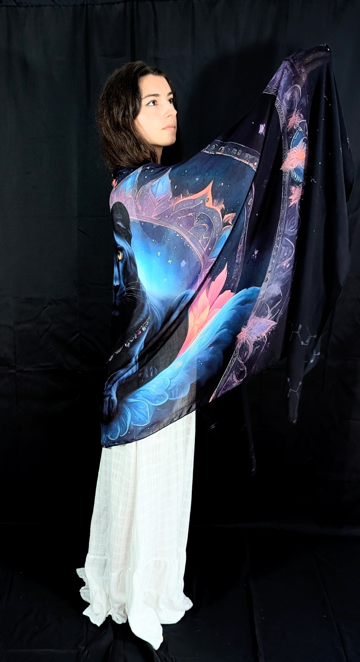 Modal Confidence Shawl – Panther Mandala for Boldness & Inner Strength