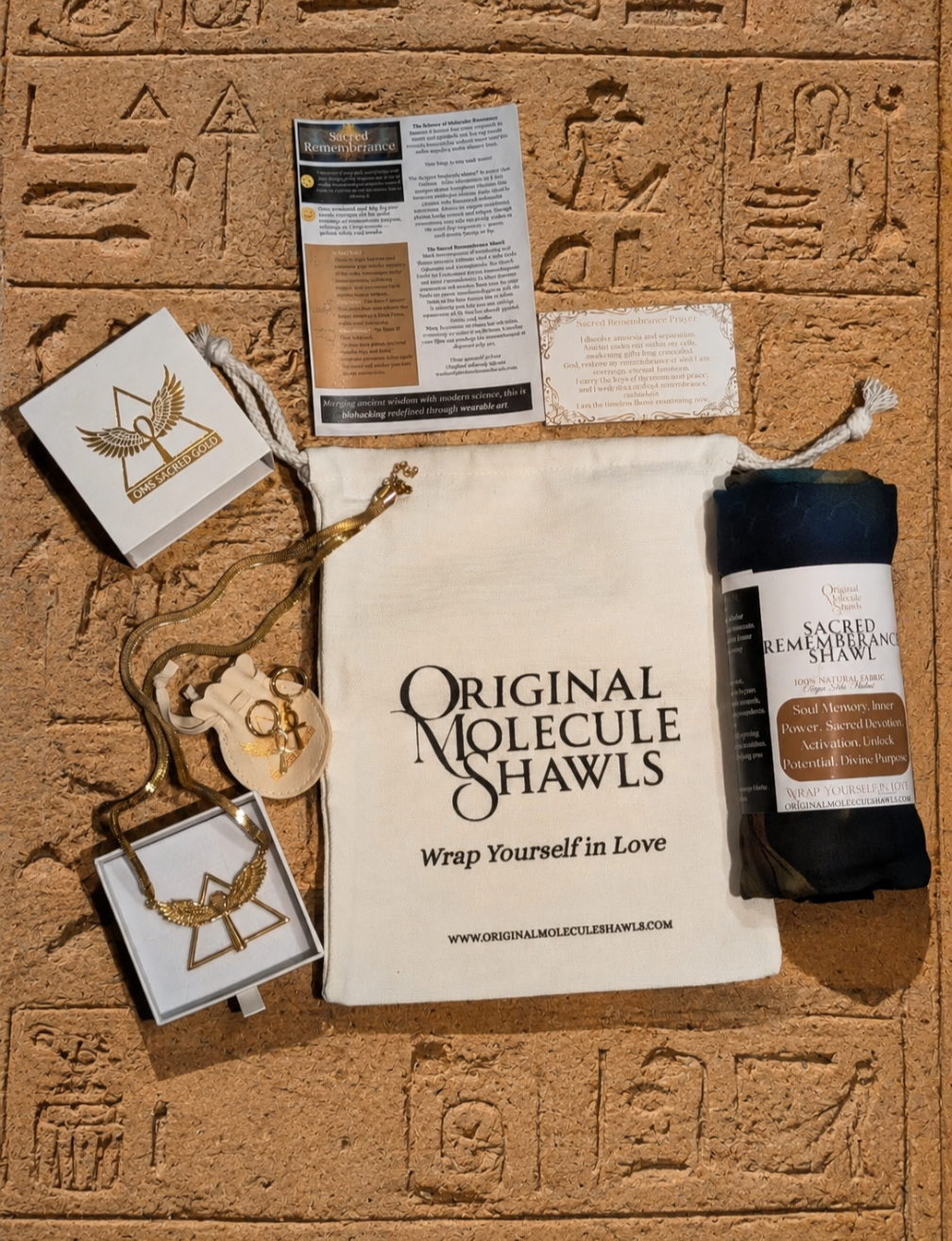 Sacred Remembrance Bundle gift set with Sacred Remembrance Shawl, Necklace and Ankh Hoop Earrings