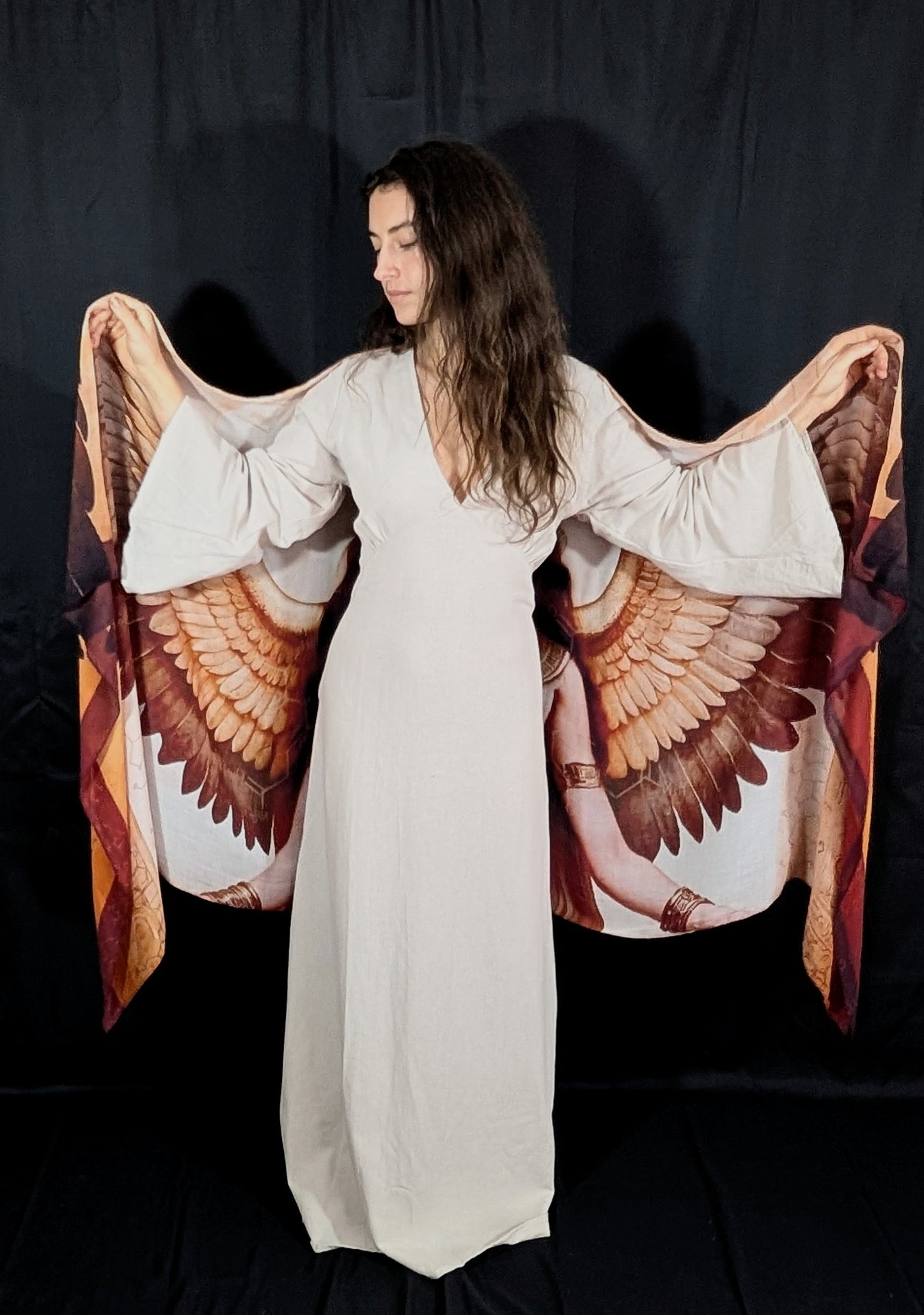 Modal Divine Feminine Shawl – Winged Hathor Design, Oxytocin & DMT