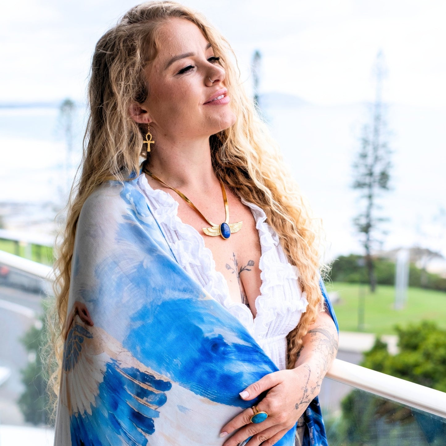 Lapis Lazuli Isis Wing Necklace | Spiritual Gold Jewellery