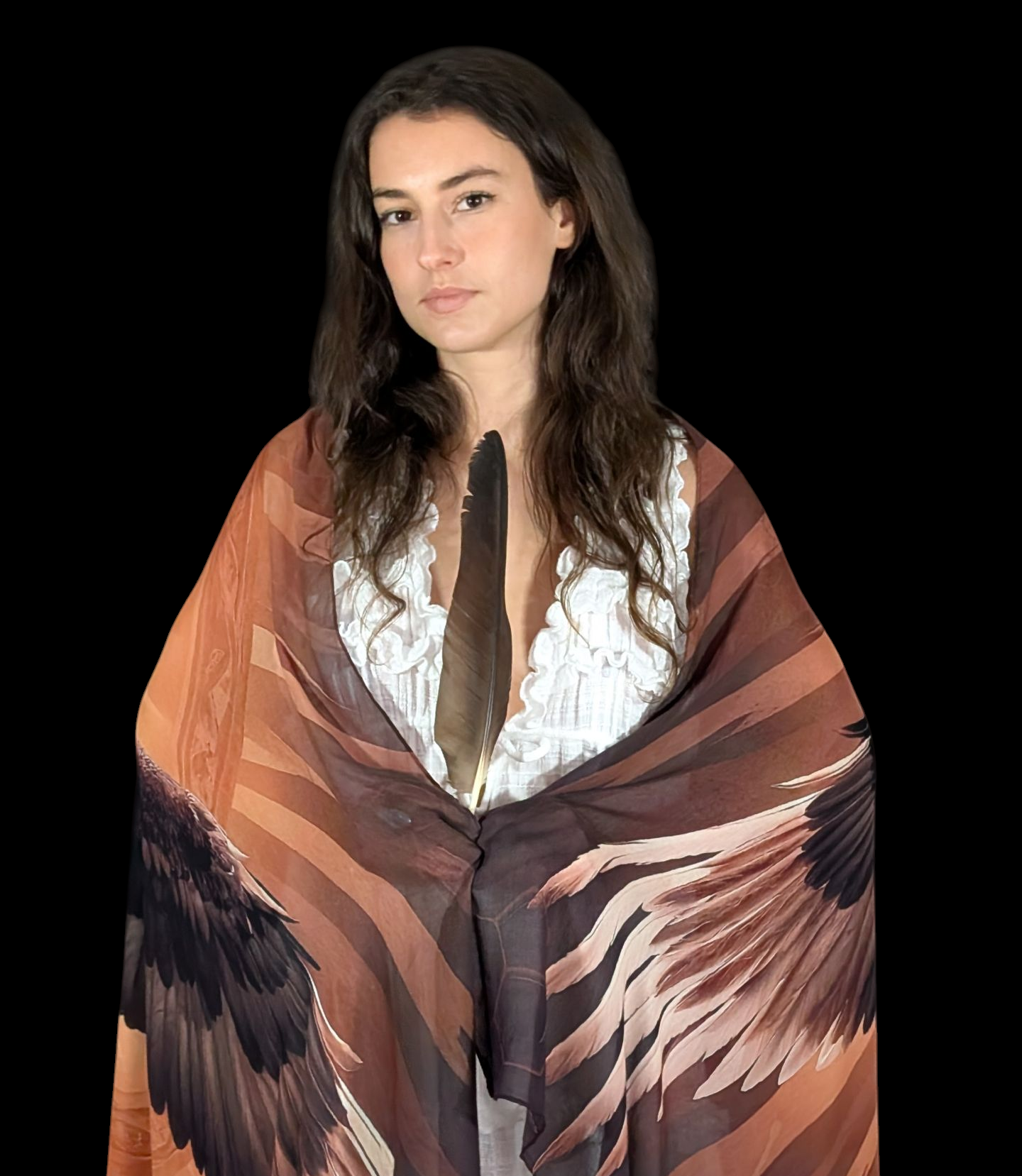 Strength and Confidence Shawl eagle spirit animal kaftan vegan silk shamanic festival shawl